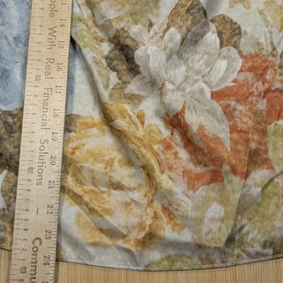 Zara‎ Blouse Floral Silky Pastel Feminine Elegant Cottage Retro Top Women's XL - Picture 4 of 5